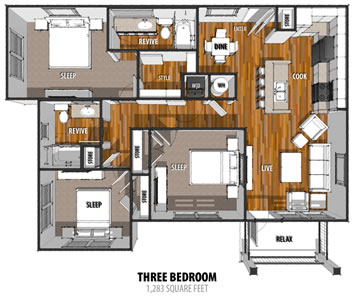 Phase I - C - Three Bdr / Two Bath - 1,283 Sq. Ft.*